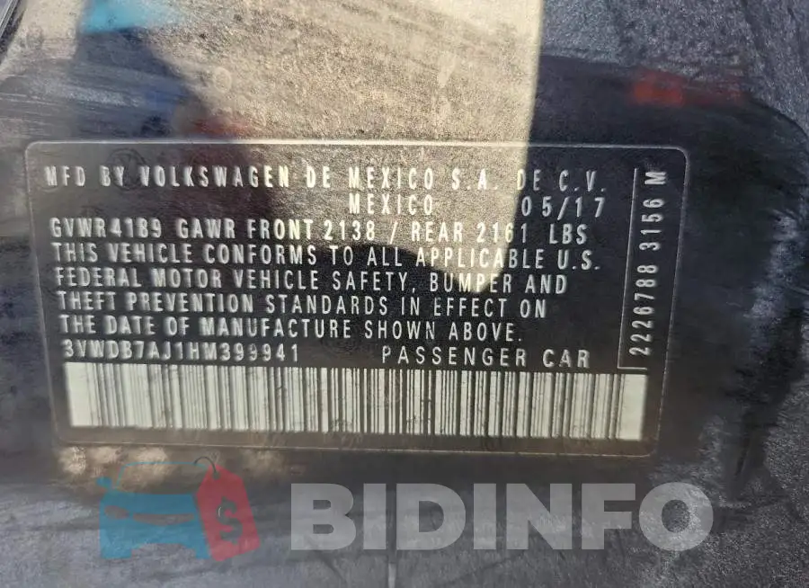 3VWDB7AJ1HM399941 Photo# 12