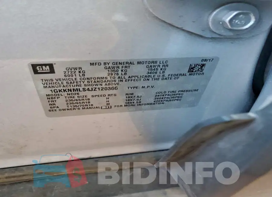 1GKKNMLS4JZ120366 Photo# 12
