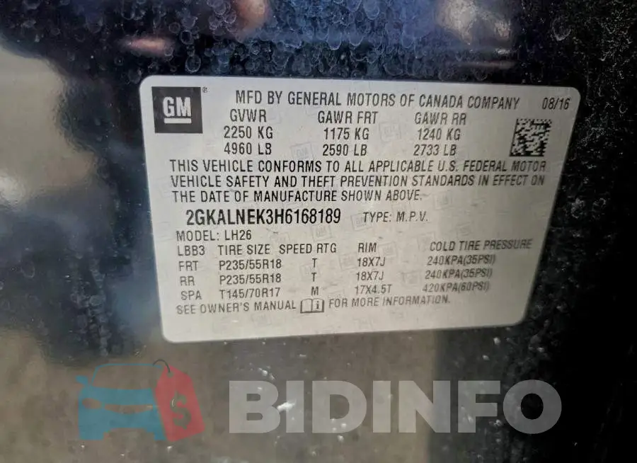 2GKALNEK3H6168189 Photo# 13