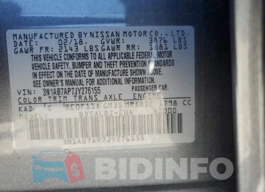 3N1AB7AP7JY276155 Photo# 12