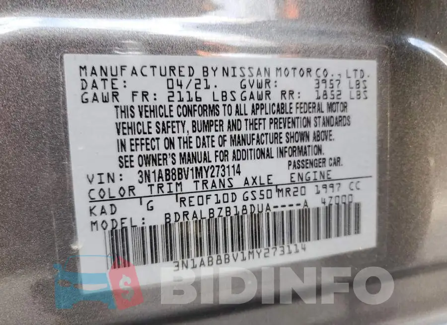 3N1AB8BV1MY273114 Photo# 12