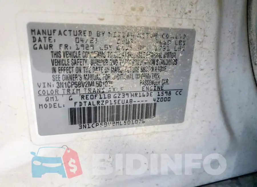 3N1CP5BV2ML501076 Photo# 13
