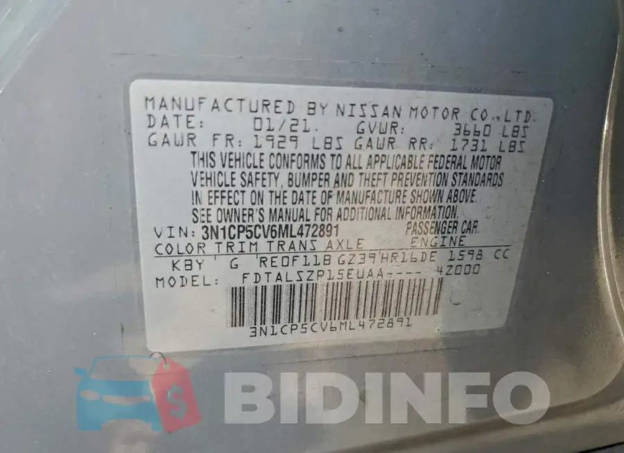 3N1CP5CV6ML472891 Photo# 13