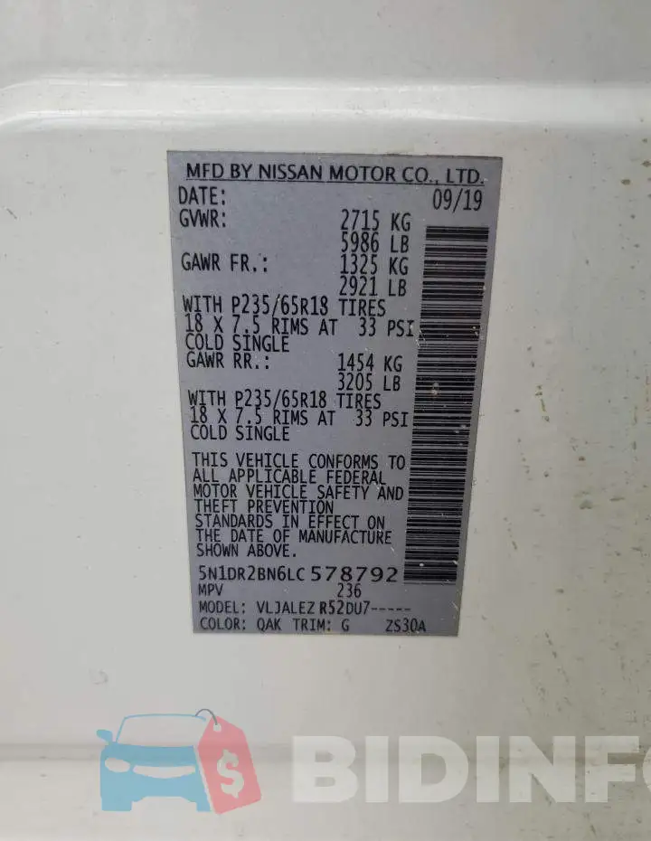 5N1DR2BN6LC578792 Photo# 13