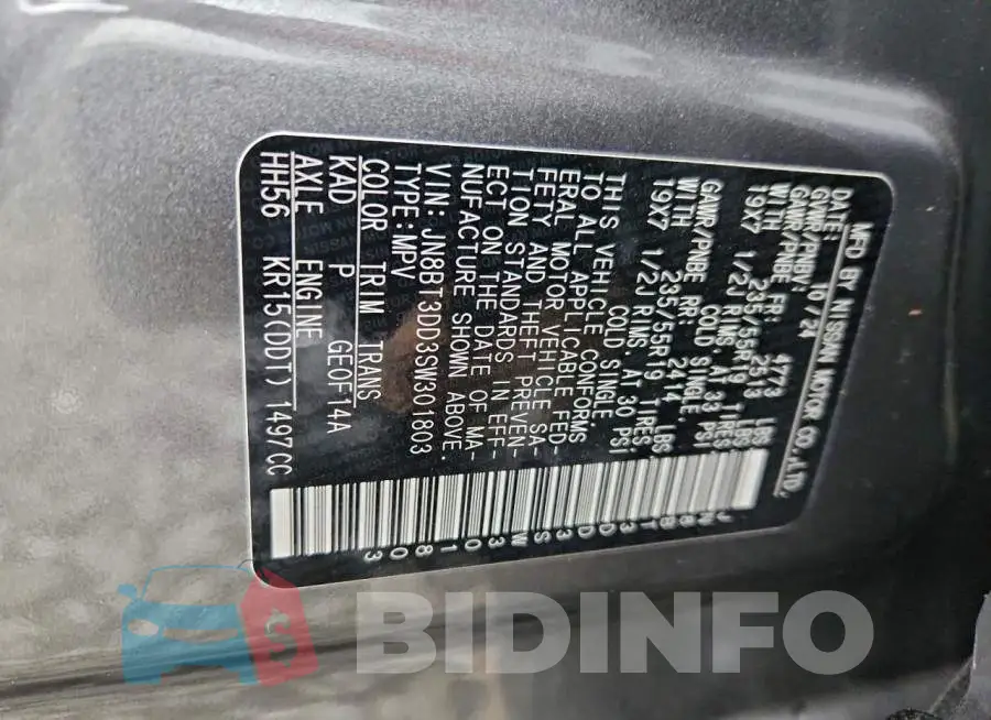 JN8BT3DD3SW301803 Photo# 13