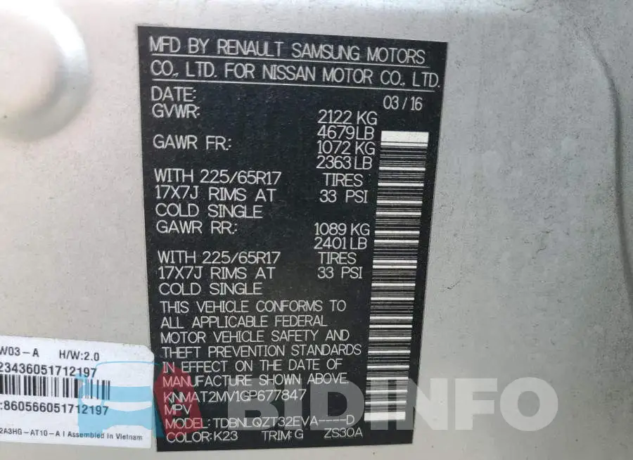 KNMAT2MV1GP677847 Photo# 14