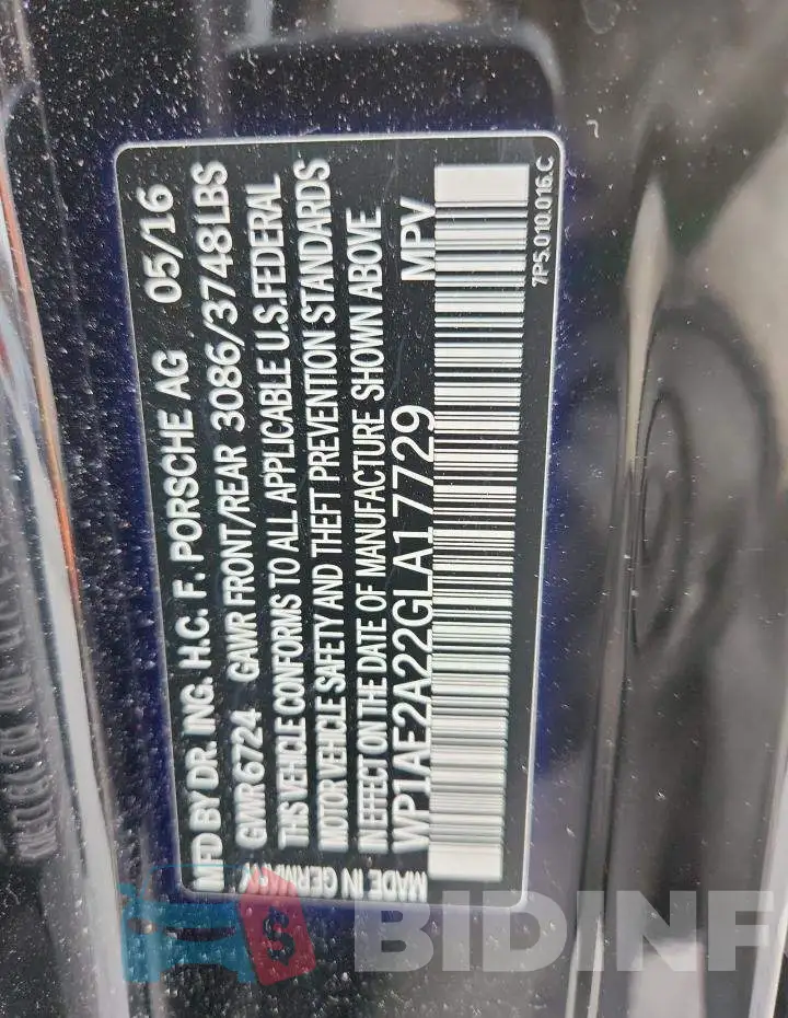 WP1AE2A22GLA17729 Photo# 13