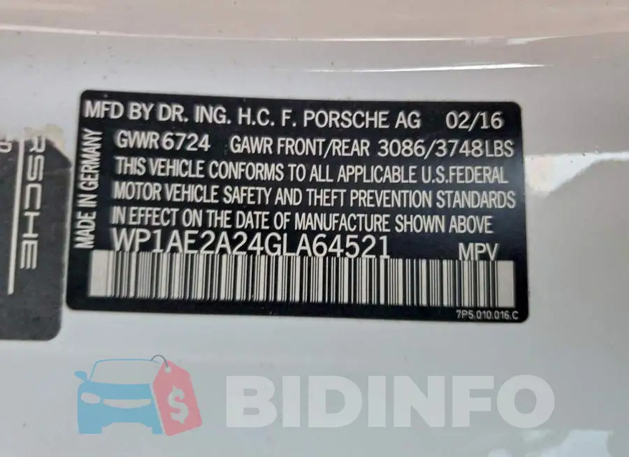 WP1AE2A24GLA64521 Photo# 13
