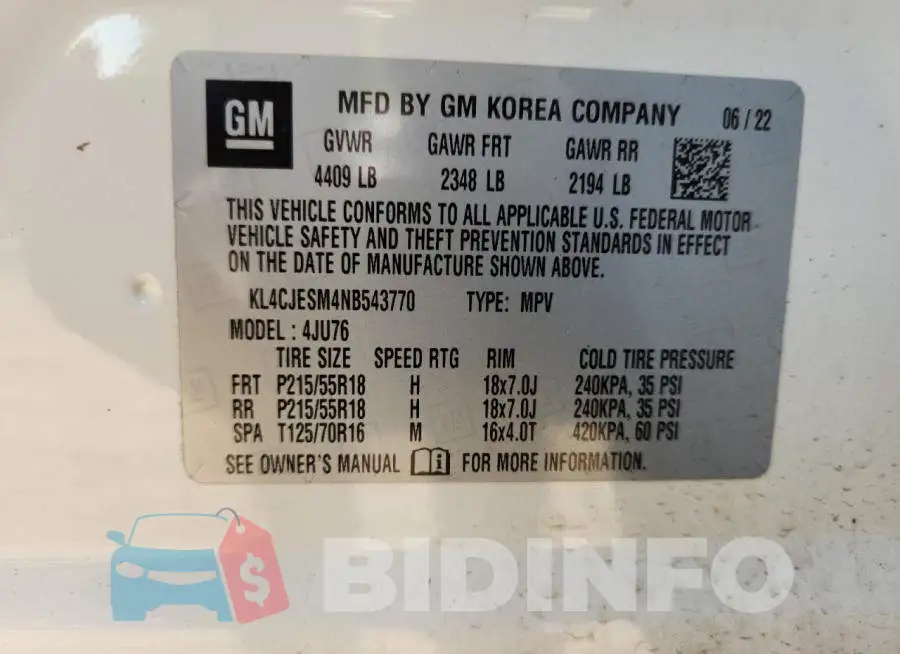 KL4CJESM4NB543770 Photo# 14