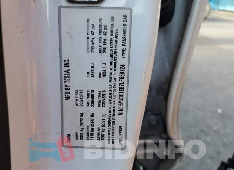 5YJ3E1EB7LF650724 Photo# 12