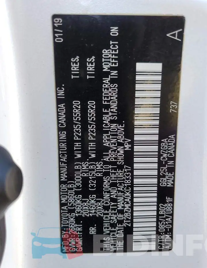 2T2BZMCA0KC183317 Photo# 13