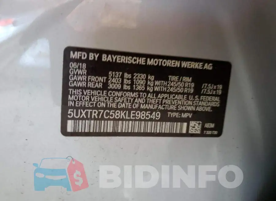 5UXTR7C58KLE98549 Photo# 13