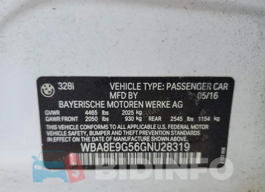 WBA8E9G56GNU28319 Photo# 12