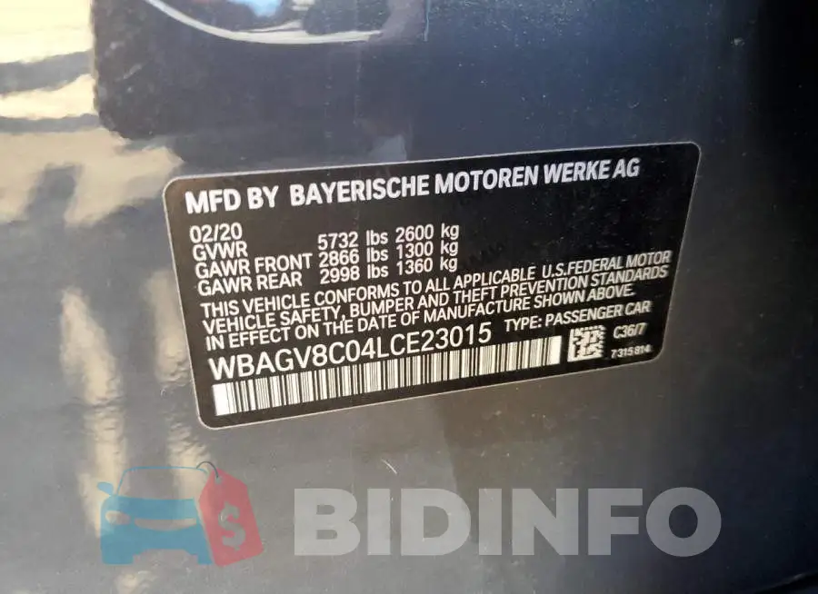 WBAGV8C04LCE23015 Photo# 12