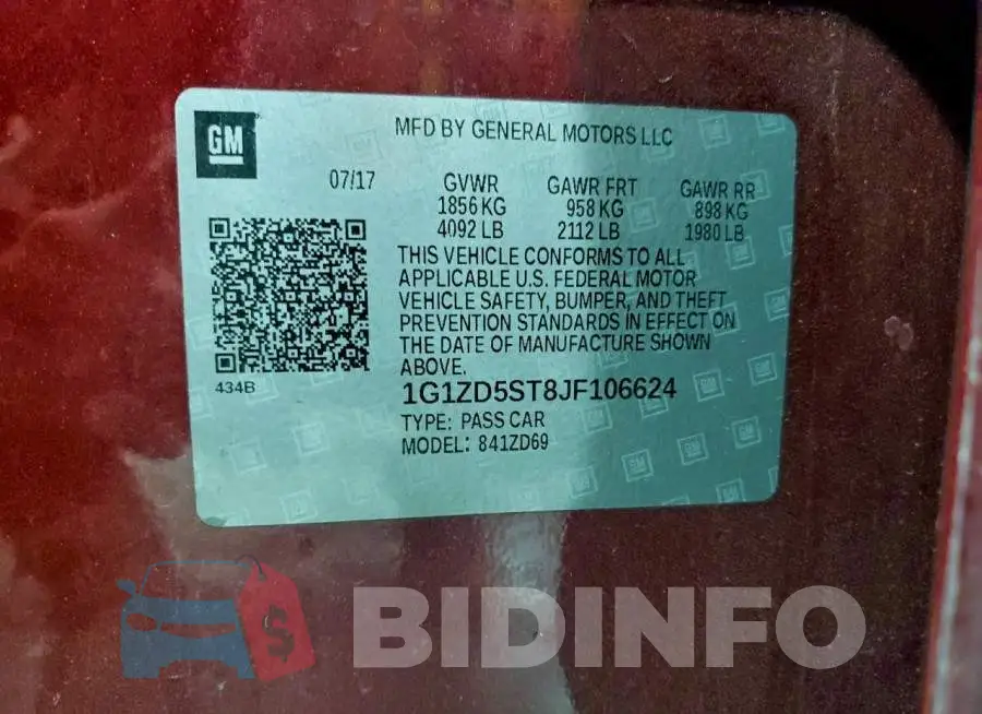 1G1ZD5ST8JF106624 Photo# 12