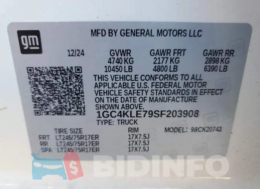1GC4KLE79SF203908 Photo# 13