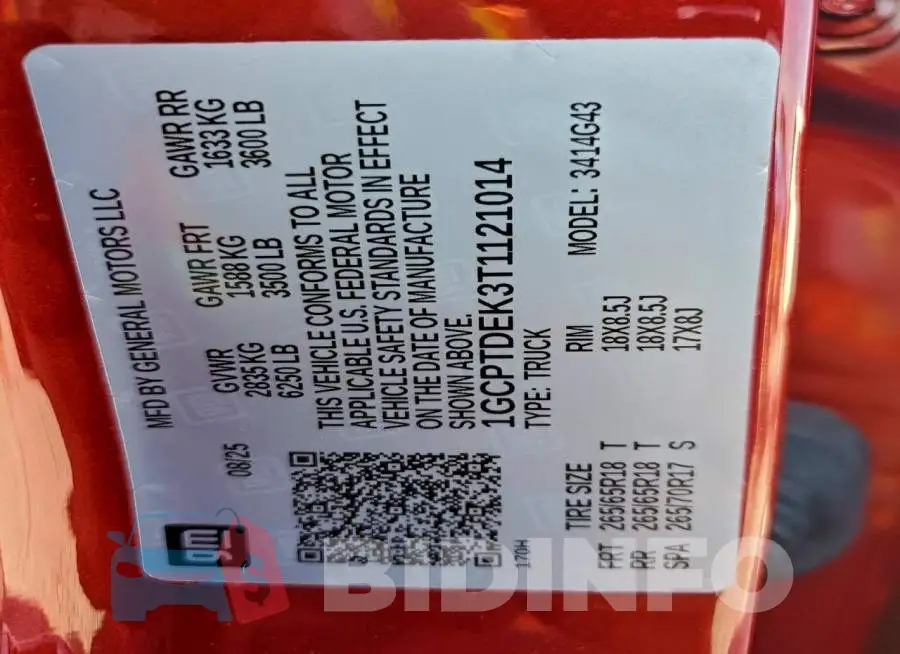 1GCPTDEK3T1121014 Photo# 13