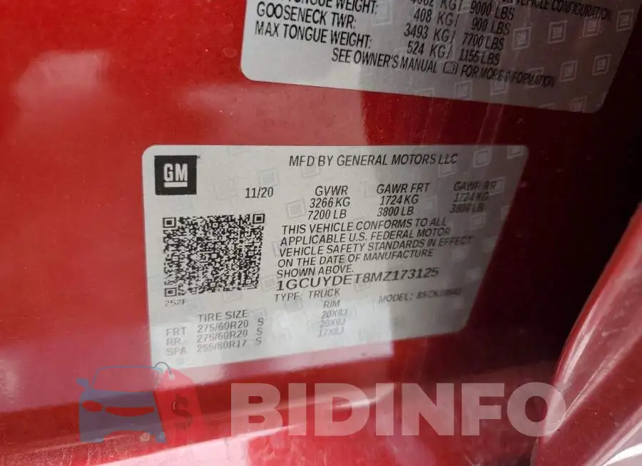 1GCUYDET8MZ173125 Photo# 12