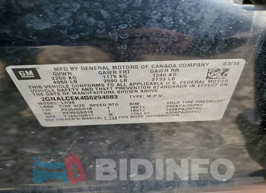 2GNALCEK4G6294583 Photo# 13