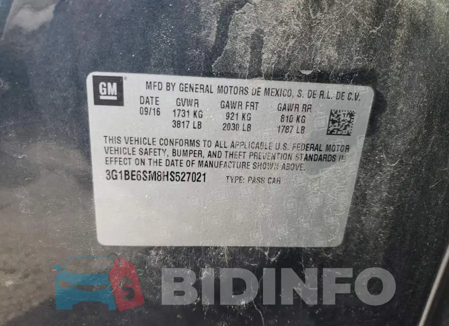 3G1BE6SM8HS527021 Photo# 12