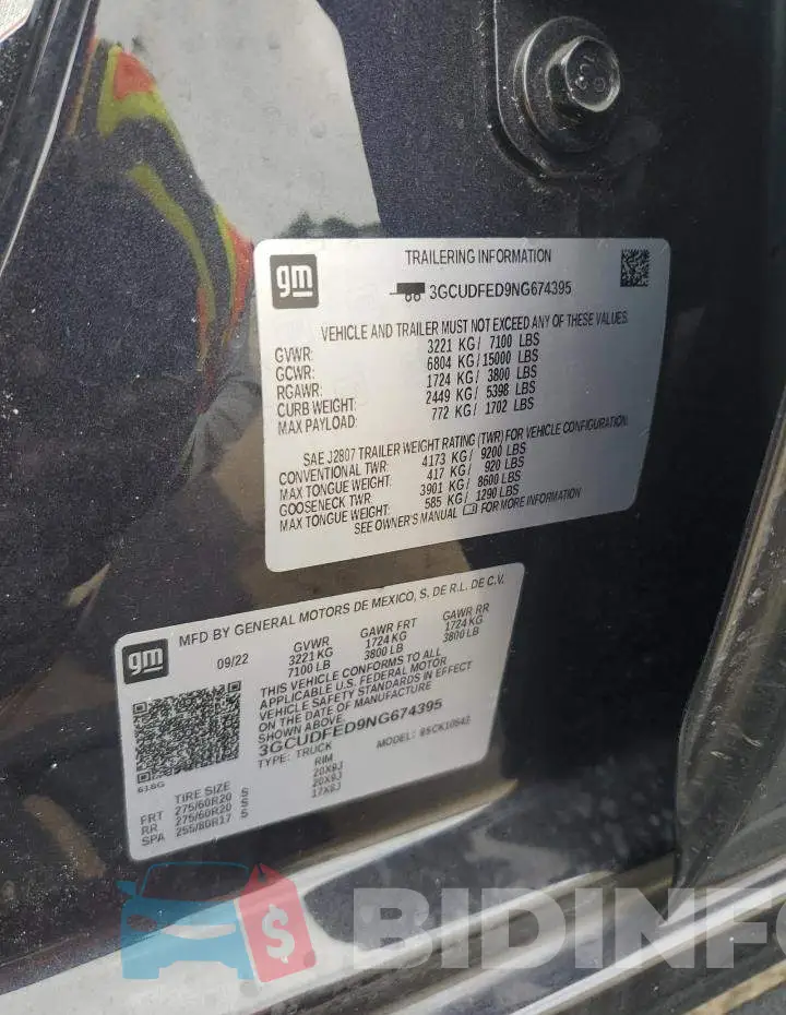 3GCUDFED9NG674395 Photo# 12