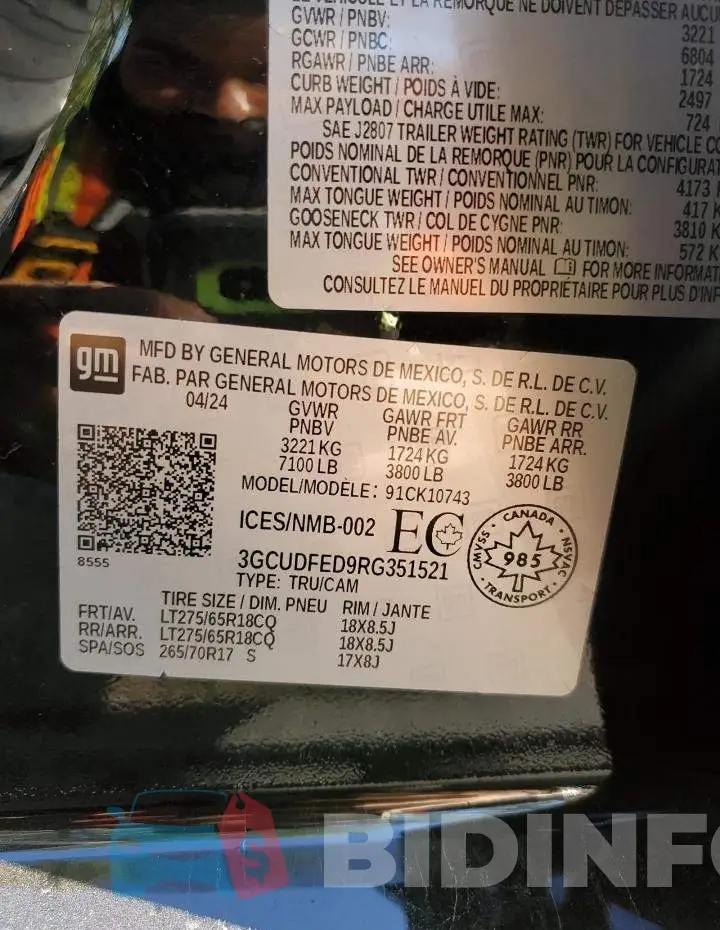 3GCUDFED9RG351521 Photo# 12