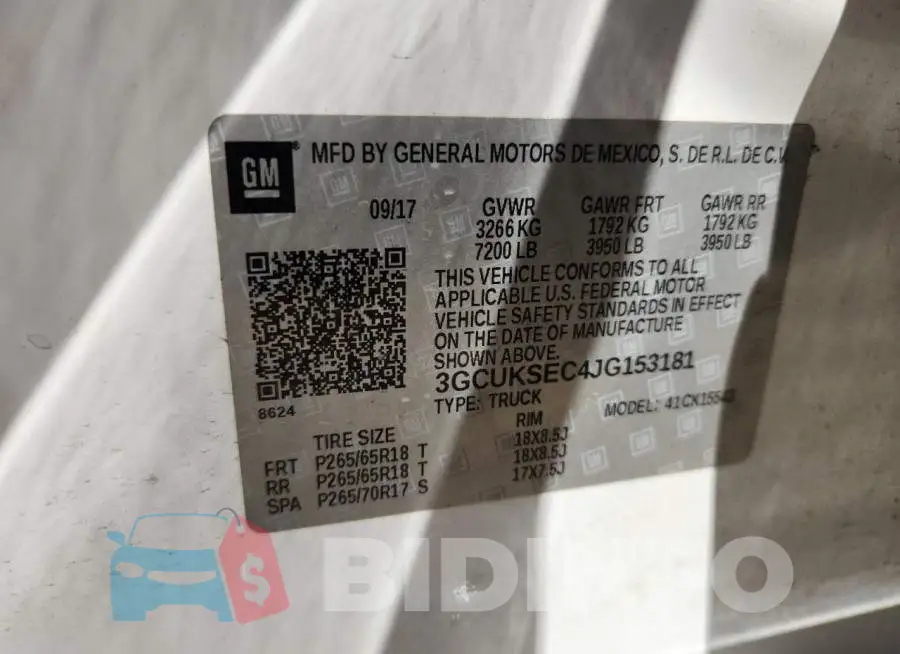 3GCUKSEC4JG153181 Photo# 12