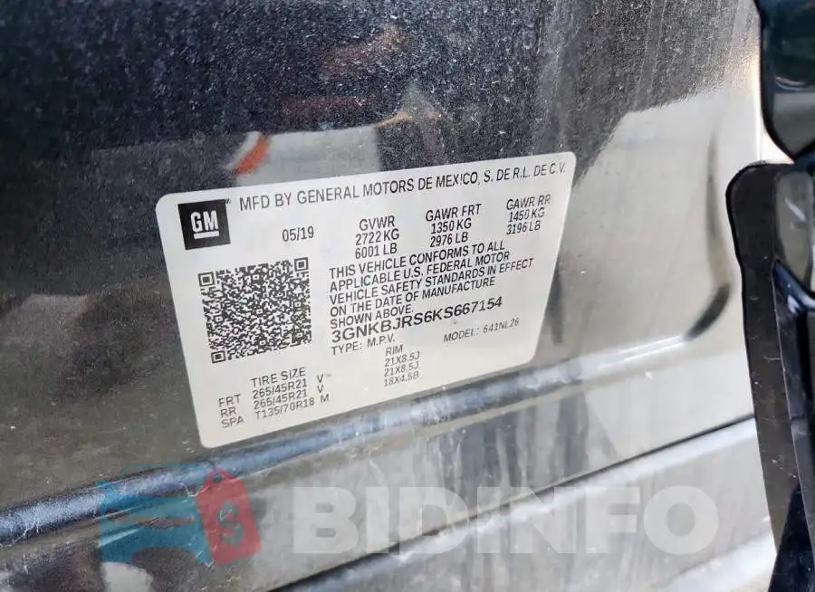 3GNKBJRS6KS667154 Photo# 13