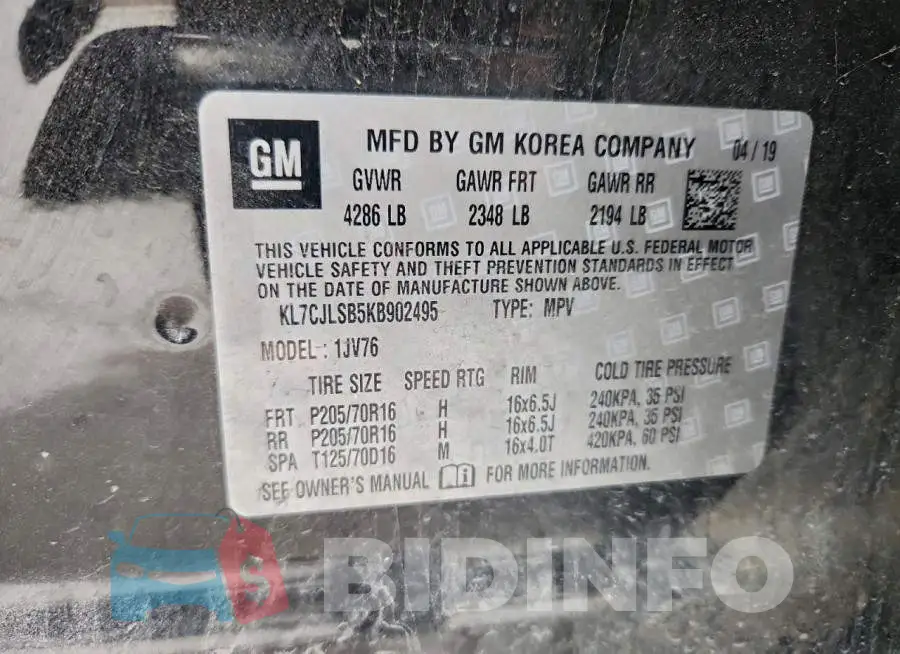 KL7CJLSB5KB902495 Photo# 13