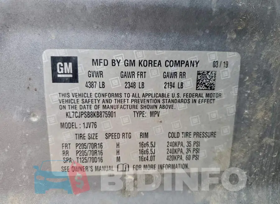 KL7CJPSB8KB875901 Photo# 13