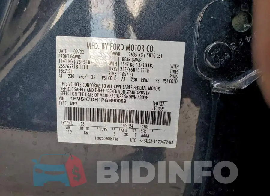 1FMSK7DH1PGB90089 Photo# 13