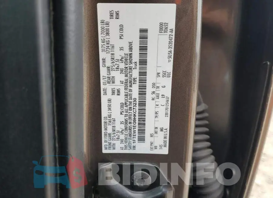 1FTEW1EG9HKC73230 Photo# 12