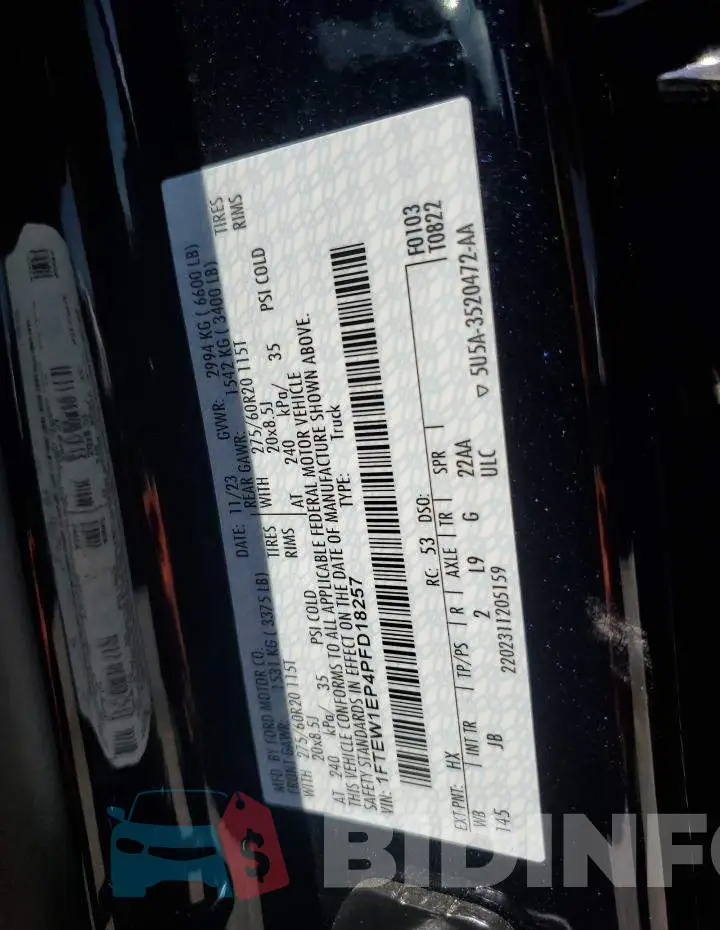 1FTEW1EP4PFD18257 Photo# 12