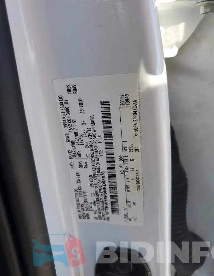 1FTEW1EP9NKD63876 Photo# 12