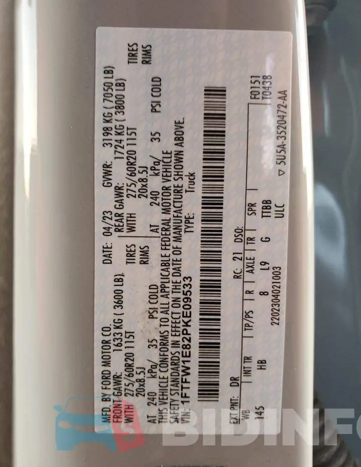 1FTFW1E82PKE09533 Photo# 12