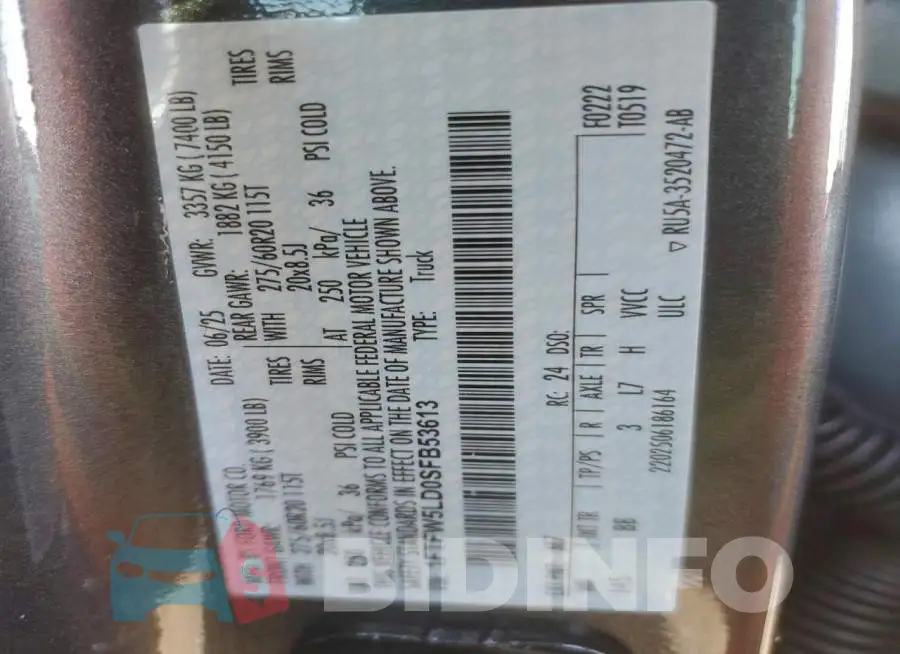 1FTFW5LD0SFB53613 Photo# 13