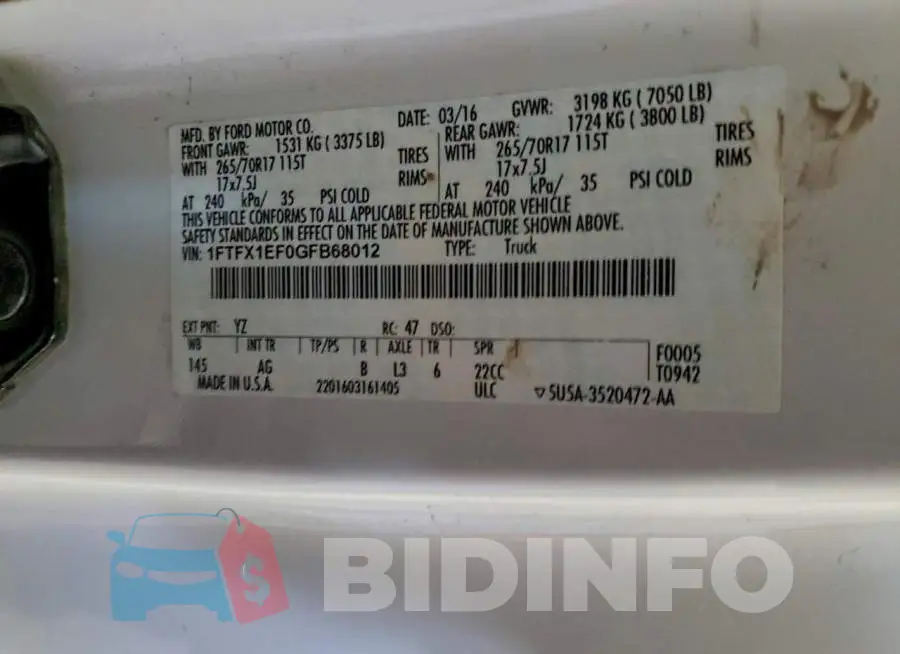 1FTFX1EF0GFB68012 Photo# 12