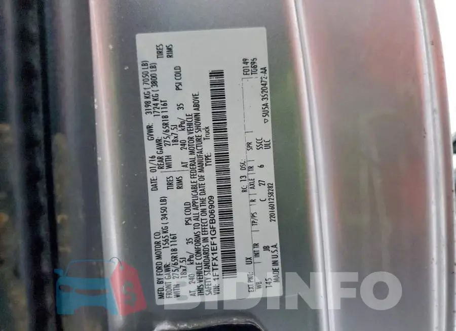 1FTFX1EF1GFB06909 Photo# 12
