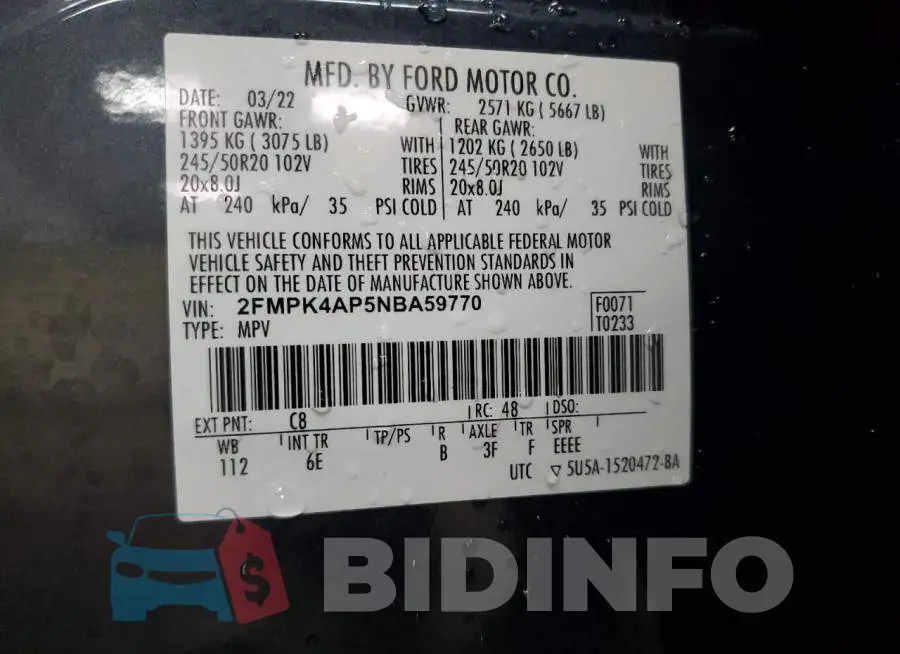 2FMPK4AP5NBA59770 Photo# 13