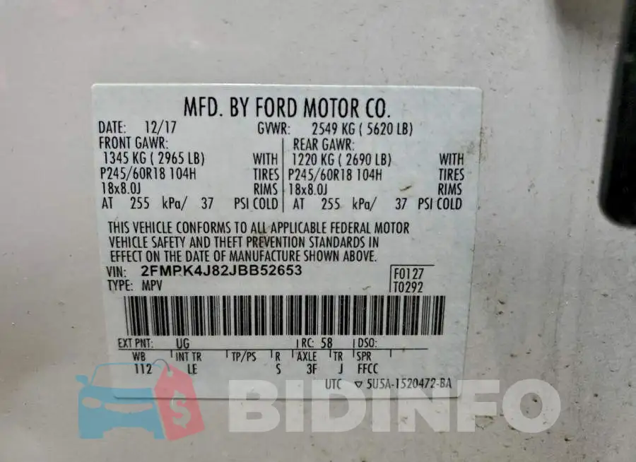 2FMPK4J82JBB52653 Photo# 13