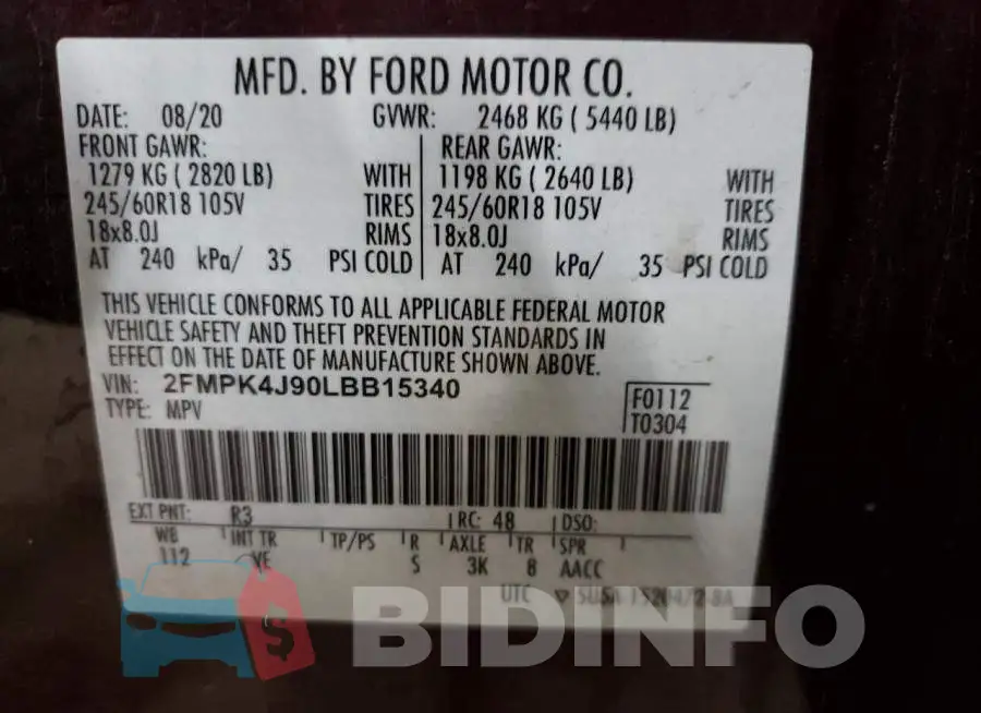 2FMPK4J90LBB15340 Photo# 13