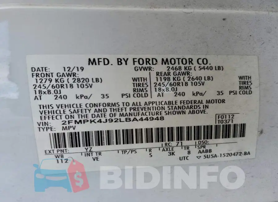 2FMPK4J92LBA44948 Photo# 13