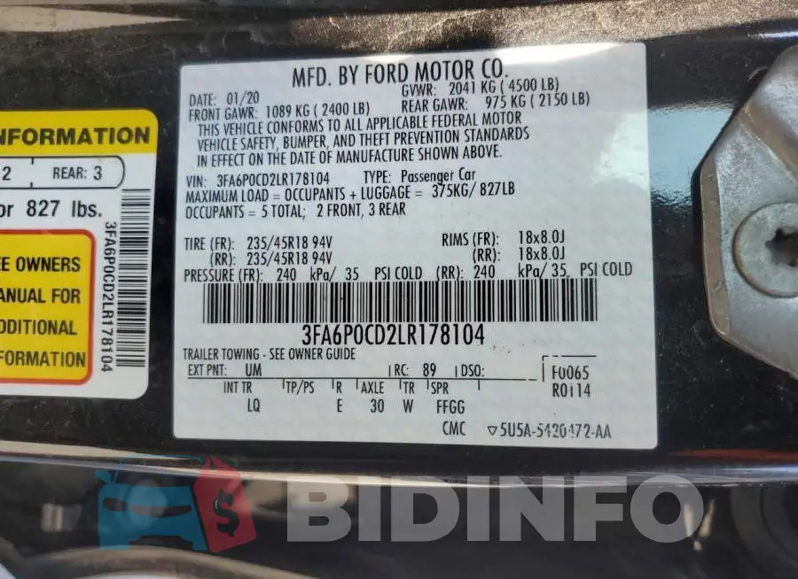 3FA6P0CD2LR178104 Photo# 13