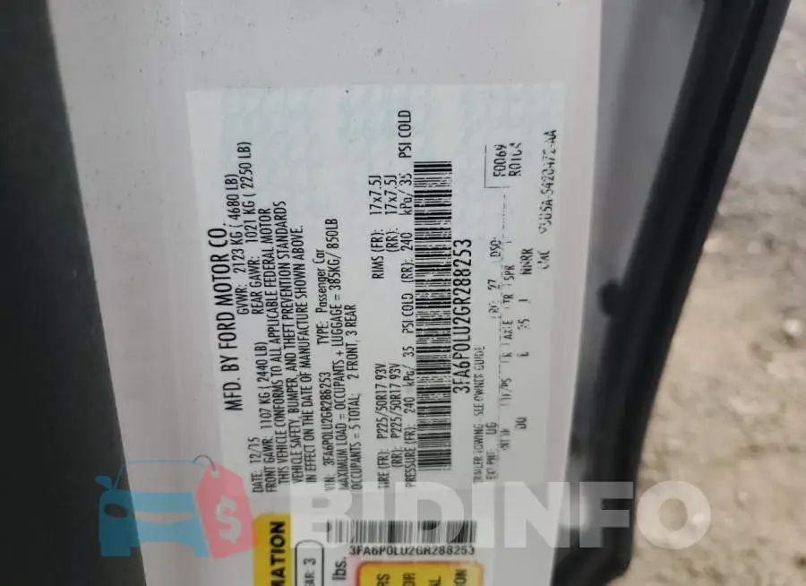 3FA6P0LU2GR288253 Photo# 12
