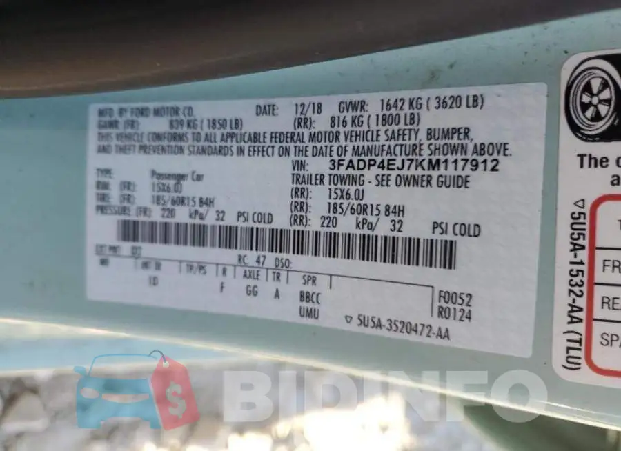 3FADP4EJ7KM117912 Photo# 13