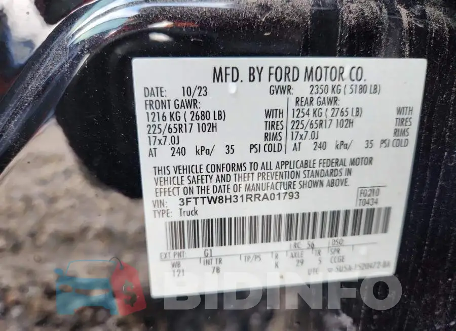 3FTTW8H31RRA01793 Photo# 12