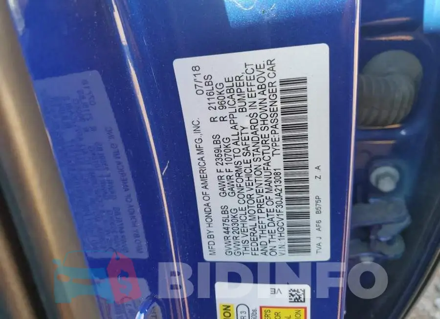 1HGCV1F30JA213081 Photo# 13
