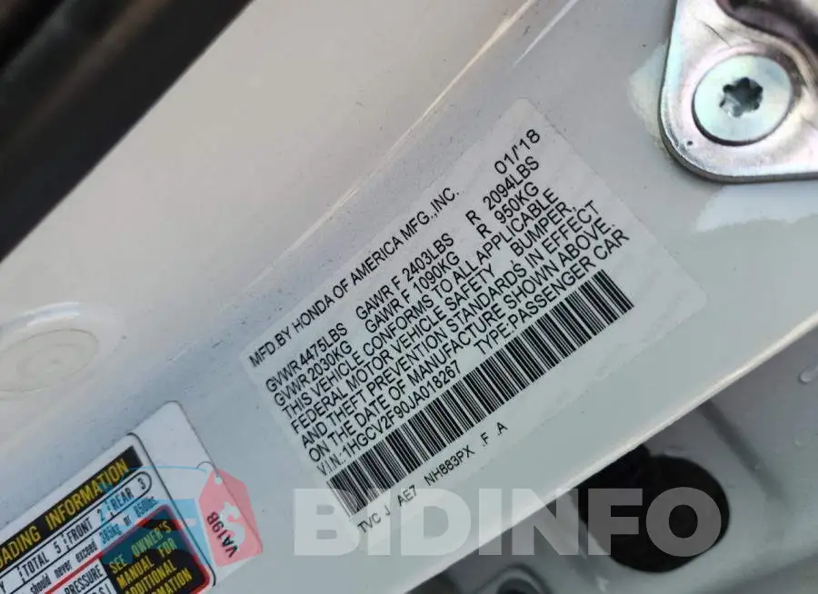 1HGCV2F90JA018267 Photo# 12