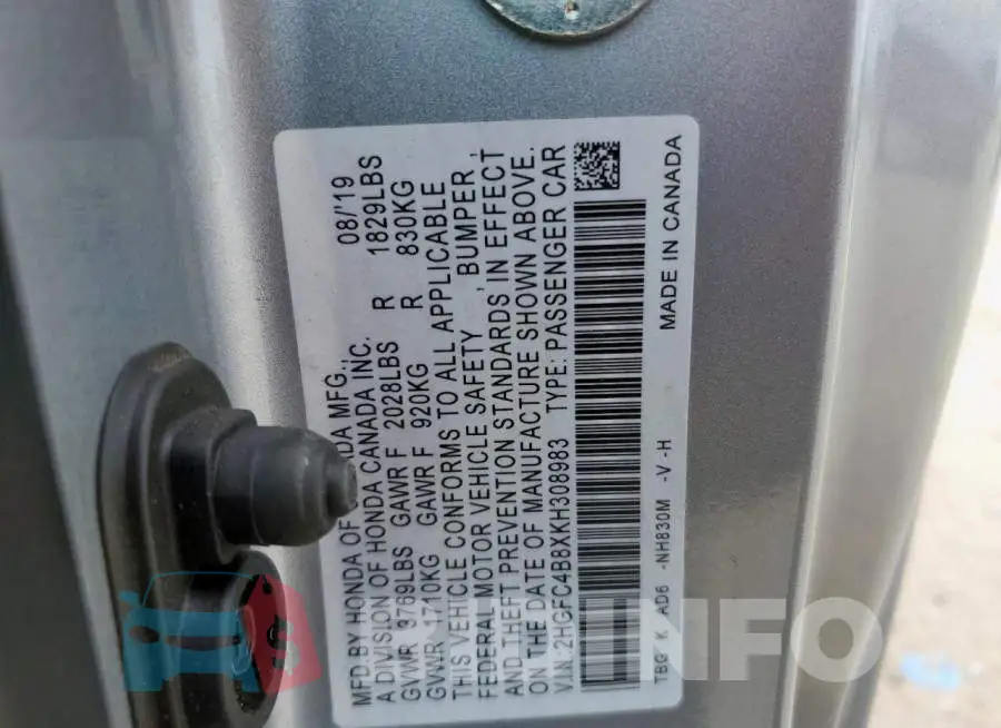 2HGFC4B8XKH308983 Photo# 13