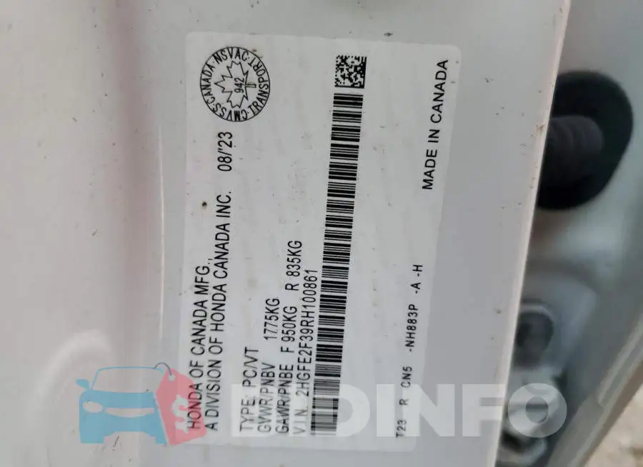 2HGFE2F39RH100861 Photo# 12